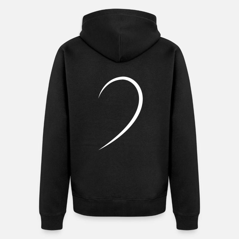 Halbes Herz Weiss Geschenkidee - Unisex Premium Bio Zip Hoodie - Schwarz