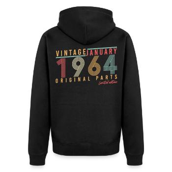1964 Im Januar Limitiert Retro - Unisex Premium Bio Zip Hoodie - Schwarz - Hinten - Nico (187cm)