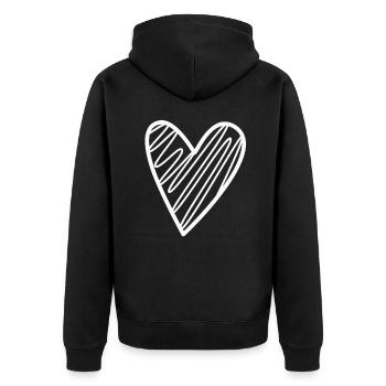 Weisses Herz Geschenkidee - Unisex Premium Bio Zip Hoodie - Schwarz - Hinten - Nico (187cm)