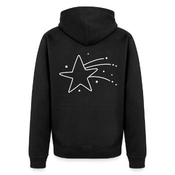 Sternschnuppe Geschenkidee - Unisex Premium Bio Zip Hoodie - Schwarz - Hinten - Nico (187cm)