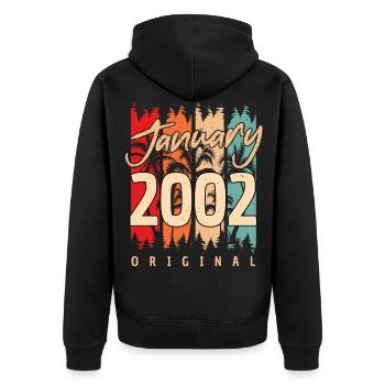 2002 Janvier Idée Cadeau Vintage - Veste à capuche bio Premium Unisexe - noir - Dos - Nico (187cm)