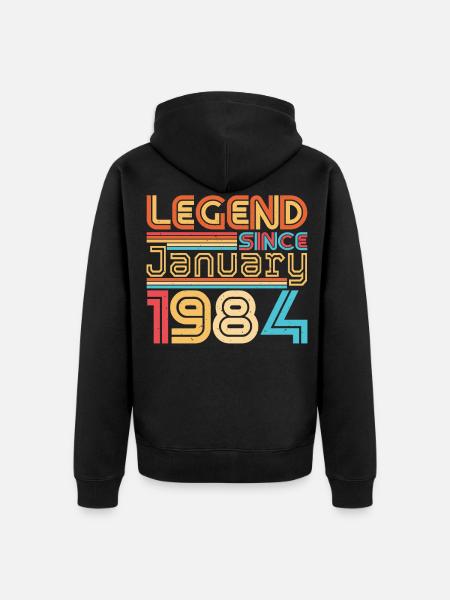 Né en 1984 Janvier Millésime - Veste à capuche bio Premium Unisexe - noir