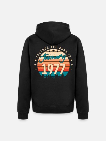 Januar 1977 Retro Legende - Unisex Premium Bio Zip Hoodie - Schwarz