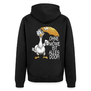 Nord Küste Ohne Möwe ist alles Doof Norddeutsch - Unisex Premium Bio Zip Hoodie - Schwarz - Hinten - Nico (187cm)