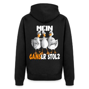 Mein Gans er Stolz Gänse Gänsezucht Landwirtschaft - Unisex Premium Bio Zip Hoodie - Schwarz - Hinten - Nico (187cm)