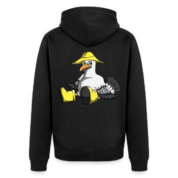 Seagull Gift Coastal Holiday Sea Lake Ocean Fans - Unisex Premium Organic Zip Hoodie - black - Back - Nico (187cm)