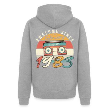 Born January 1983 Vintage - Unisex Premium Organic Zip Hoodie - heather grey - Back - Nico (187cm)