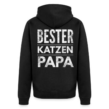Bester Katzen Papa da schnurren die Katzen - Unisex Premium Bio Zip Hoodie - Schwarz - Hinten - Nico (187cm)