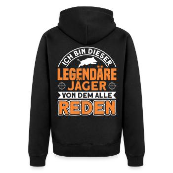 Jäger Jagd Jagen Geschenk - Unisex Premium Bio Zip Hoodie - Schwarz - Hinten - Nico (187cm)