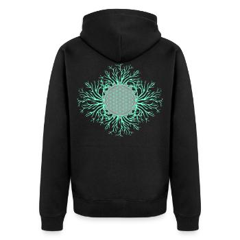 Fleur de vie - Veste à capuche bio Premium Unisexe - noir - Dos - Nico (187cm)