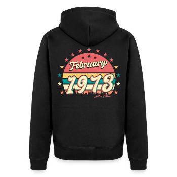 Février 1973 Vintage Limited - Veste à capuche bio Premium Unisexe - noir - Dos - Nico (187cm)