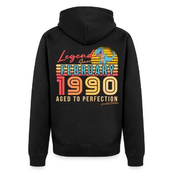 1990 Février Idée cadeau Dino Retro - Veste à capuche bio Premium Unisexe - noir - Dos - Nico (187cm)