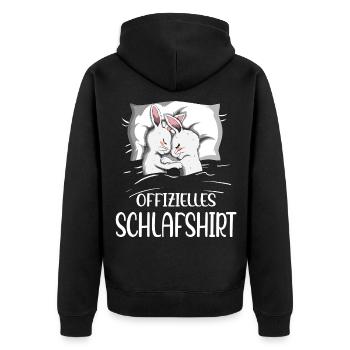 Hase Kaninchen Pyjama Offizielles Schlafshirt - Unisex Premium Bio Zip Hoodie - Schwarz - Hinten - Nico (187cm)