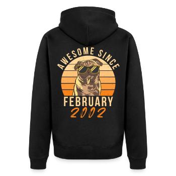 2002 Februar Retro Geschenkidee - Unisex Premium Bio Zip Hoodie - Schwarz - Hinten - Nico (187cm)
