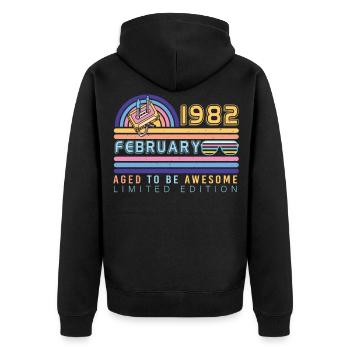 Né en 1982 en février Retro - Veste à capuche bio Premium Unisexe - noir - Dos - Nico (187cm)