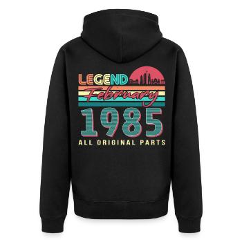 Né en février 1985 Retro - Veste à capuche bio Premium Unisexe - noir - Dos - Nico (187cm)