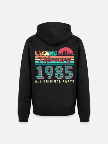 Né en février 1985 Retro - Veste à capuche bio Premium Unisexe - noir