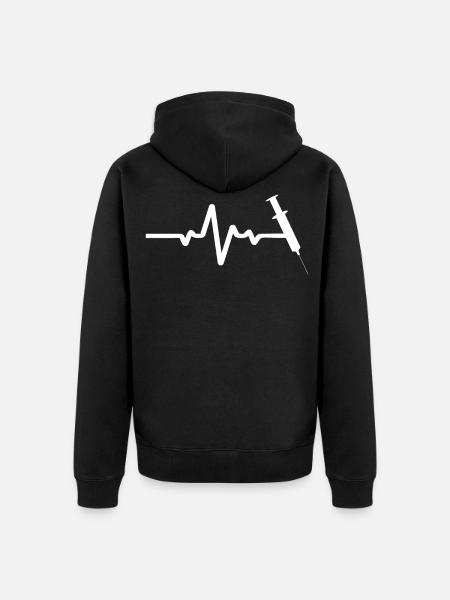 Syringe On ECG line - Unisex Premium Organic Zip Hoodie - black