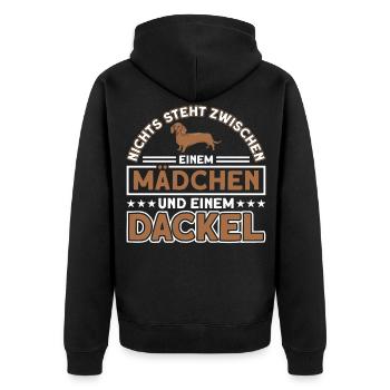 Hundeliebhaber Hunderasse Dackel Geschenk - Unisex Premium Bio Zip Hoodie - Schwarz - Hinten - Nico (187cm)