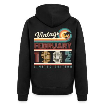Né en février 1982 Vintage - Veste à capuche bio Premium Unisexe - noir - Dos - Nico (187cm)