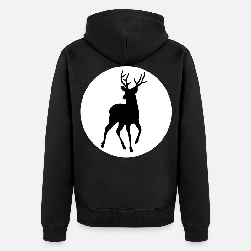 Hirsch Wald Symbol - Unisex Premium Bio Zip Hoodie - Schwarz