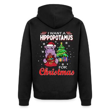 Je veux un hippopotame pour Noël Hippo XMAS - Veste à capuche bio Premium Unisexe - noir - Dos - Nico (187cm)