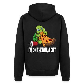 Pizza Turtle Fun Funny Diets Design - Veste à capuche bio Premium Unisexe - noir - Dos - Nico (187cm)