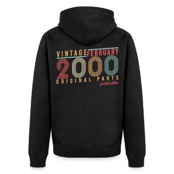 Geschenkidee Original Februar 2000 - Unisex Premium Bio Zip Hoodie - Schwarz - Hinten - Nico (187cm)