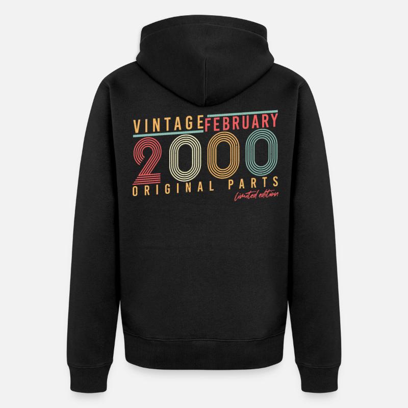 Geschenkidee Original Februar 2000 - Unisex Premium Bio Zip Hoodie - Schwarz