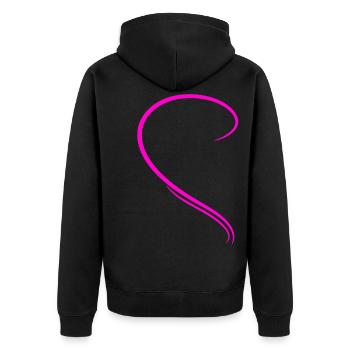 Halbes Pinkes Herz - Unisex Premium Bio Zip Hoodie - Schwarz - Hinten - Nico (187cm)
