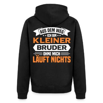 Schwester Kleiner Bruder Bruder Geschenk - Unisex Premium Bio Zip Hoodie - Schwarz - Hinten - Nico (187cm)