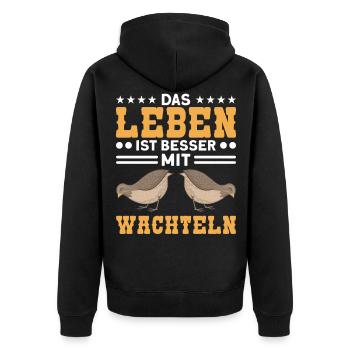 Wachtelhaltung Wachtelzucht Wachteln Geschenk - Unisex Premium Bio Zip Hoodie - Schwarz - Hinten - Nico (187cm)