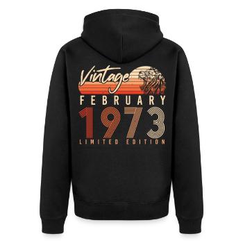 1973 Février Limited Vintage - Veste à capuche bio Premium Unisexe - noir - Dos - Nico (187cm)