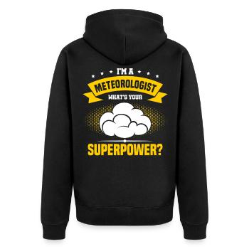 Meteorologie Meteorologe Wetterfrosch Geschenk - Unisex Premium Bio Zip Hoodie - Schwarz - Hinten - Nico (187cm)