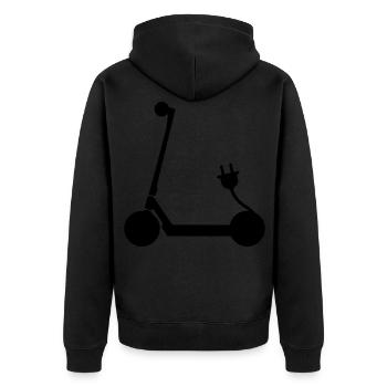 E-roller Icon - Unisex Premium Bio Zip Hoodie - Schwarz - Hinten - Nico (187cm)