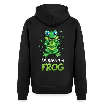 Grenouille Je suis vraiment une grenouille Crapauds Coeur Élevage de grenouilles - Veste à capuche bio Premium Unisexe - noir - Dos - Nico (187cm)