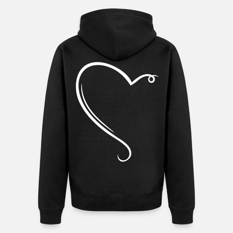 Demi-cœur blanc - Veste à capuche bio Premium Unisexe - noir