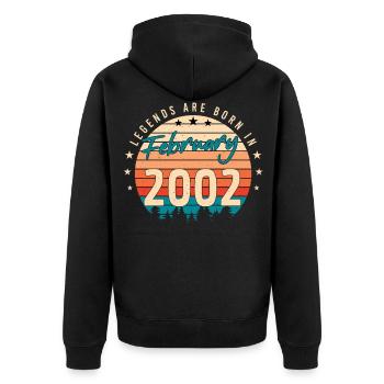 Geschenkidee Vintage Im Februar 2002 - Unisex Premium Bio Zip Hoodie - Schwarz - Hinten - Nico (187cm)
