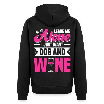 Hundeliebhaber Hunde Wein Geschenk - Unisex Premium Bio Zip Hoodie - Schwarz - Hinten - Nico (187cm)
