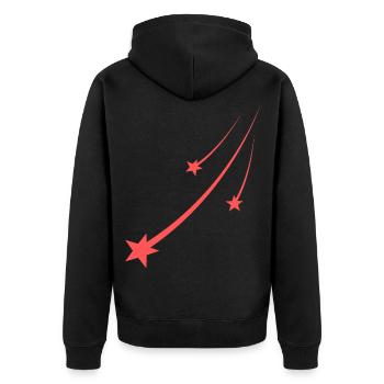 Sterne Oranges Design - Unisex Premium Bio Zip Hoodie - Schwarz - Hinten - Nico (187cm)