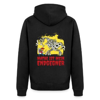 Mathe ist mein Endgegner - Unisex Premium Bio Zip Hoodie - Schwarz - Hinten - Nico (187cm)