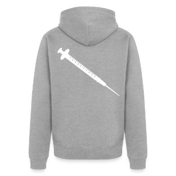Syringe White - Unisex Premium Organic Zip Hoodie - heather grey - Back - Nico (187cm)
