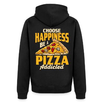 Feinschmecker Foodie Pizza Geschenk - Unisex Premium Bio Zip Hoodie - Schwarz - Hinten - Nico (187cm)