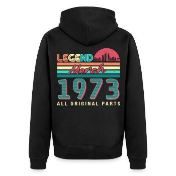 March 1973 Retro Original - Unisex Premium Organic Zip Hoodie - black - Back - Nico (187cm)