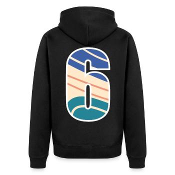 6 Number , Number - Unisex Premium Organic Zip Hoodie - black - Back - Nico (187cm)