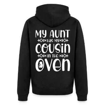 Schwanger Zukünftige Eltern Schwangerschaft - Unisex Premium Bio Zip Hoodie - Schwarz - Hinten - Nico (187cm)