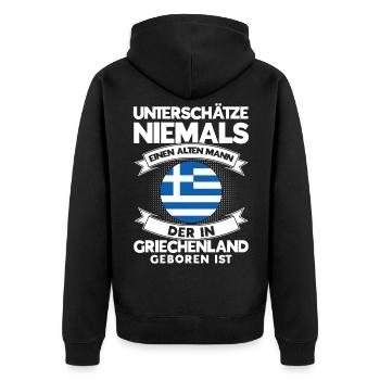 Grieche Griechen Griechenland Geschenk - Unisex Premium Bio Zip Hoodie - Schwarz - Hinten - Nico (187cm)