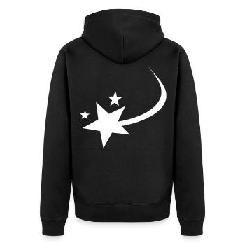 Shooting Star White - Unisex Premium Organic Zip Hoodie - black - Back - Nico (187cm)