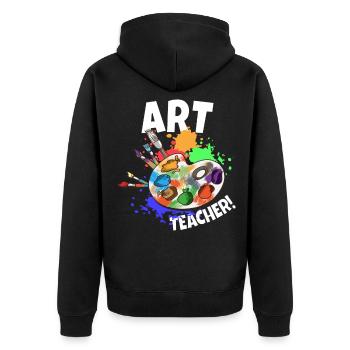 Art Teacher Art Teacher Artist Saying Brush - Unisex Premium Organic Zip Hoodie - black - Back - Nico (187cm)