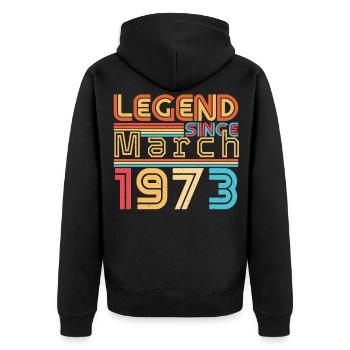 March 1973 Retro Legend - Unisex Premium Organic Zip Hoodie - black - Back - Nico (187cm)
